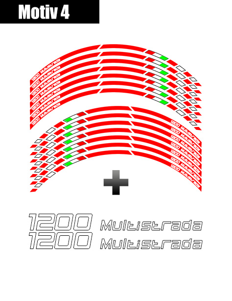 FELGENRANDAUFKLEBER passend f/ür Ducati 1200 Multistrada Moto GP Style Felgenaufkleber Motiv 2V